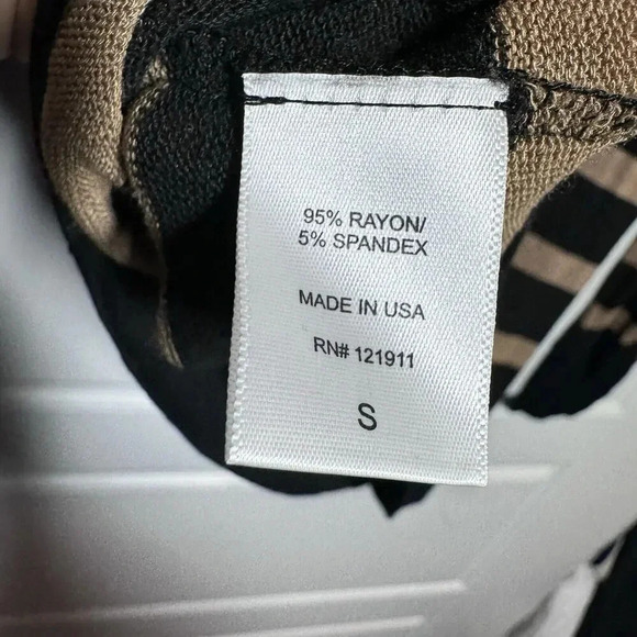 LNA Revolve Striped Long Sleeve scoop neck sweater knit top size Small Black tan - Picture 7 of 9